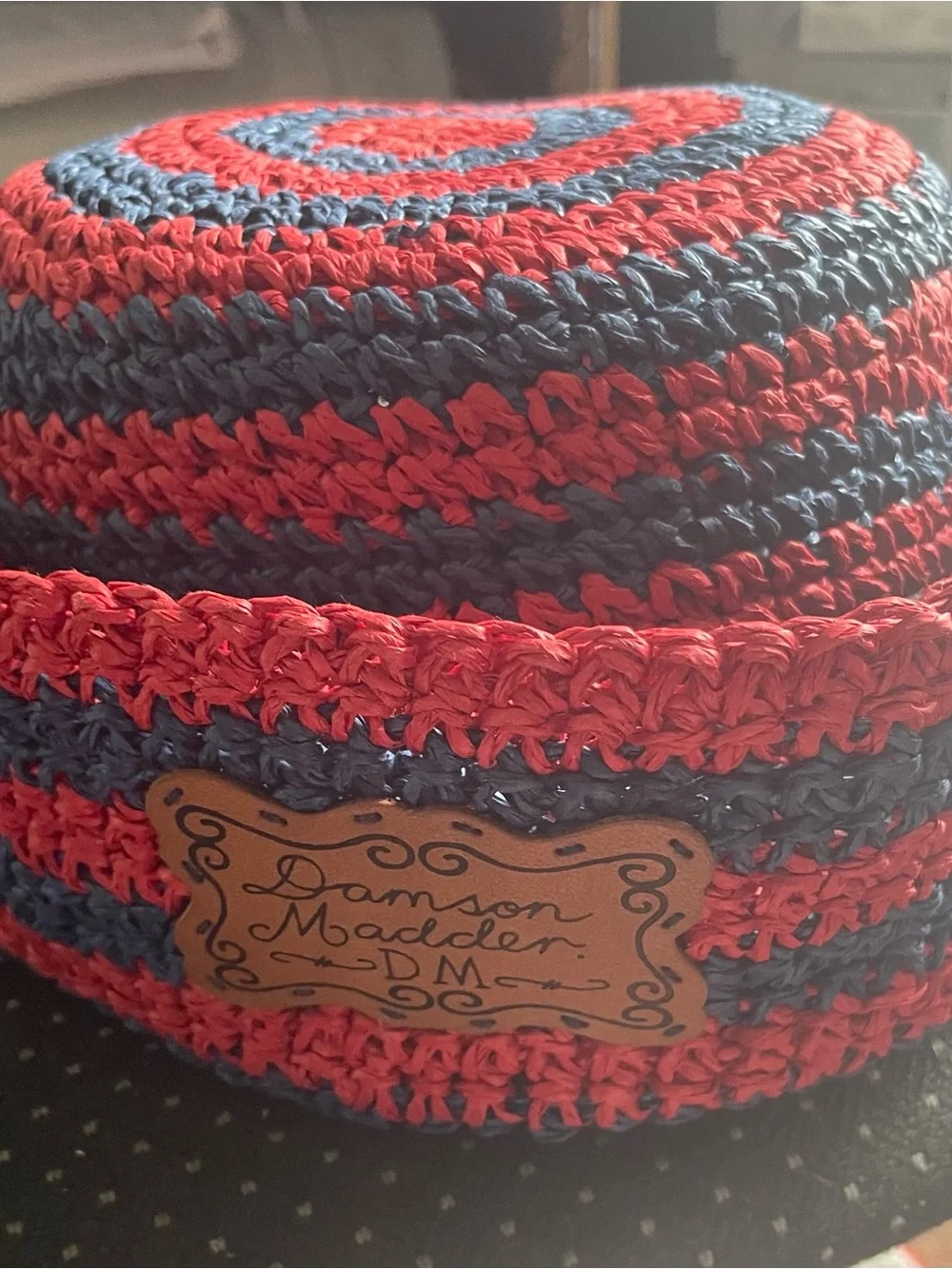 Damsom Madder raffia sailor hat nwt